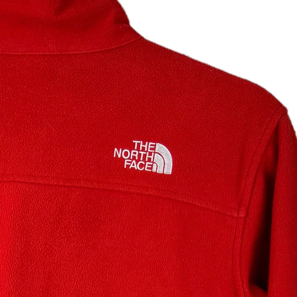 The North Face Men’s Red Zip Up Fleece Jacket Size Small Windwall Embroidery‎
